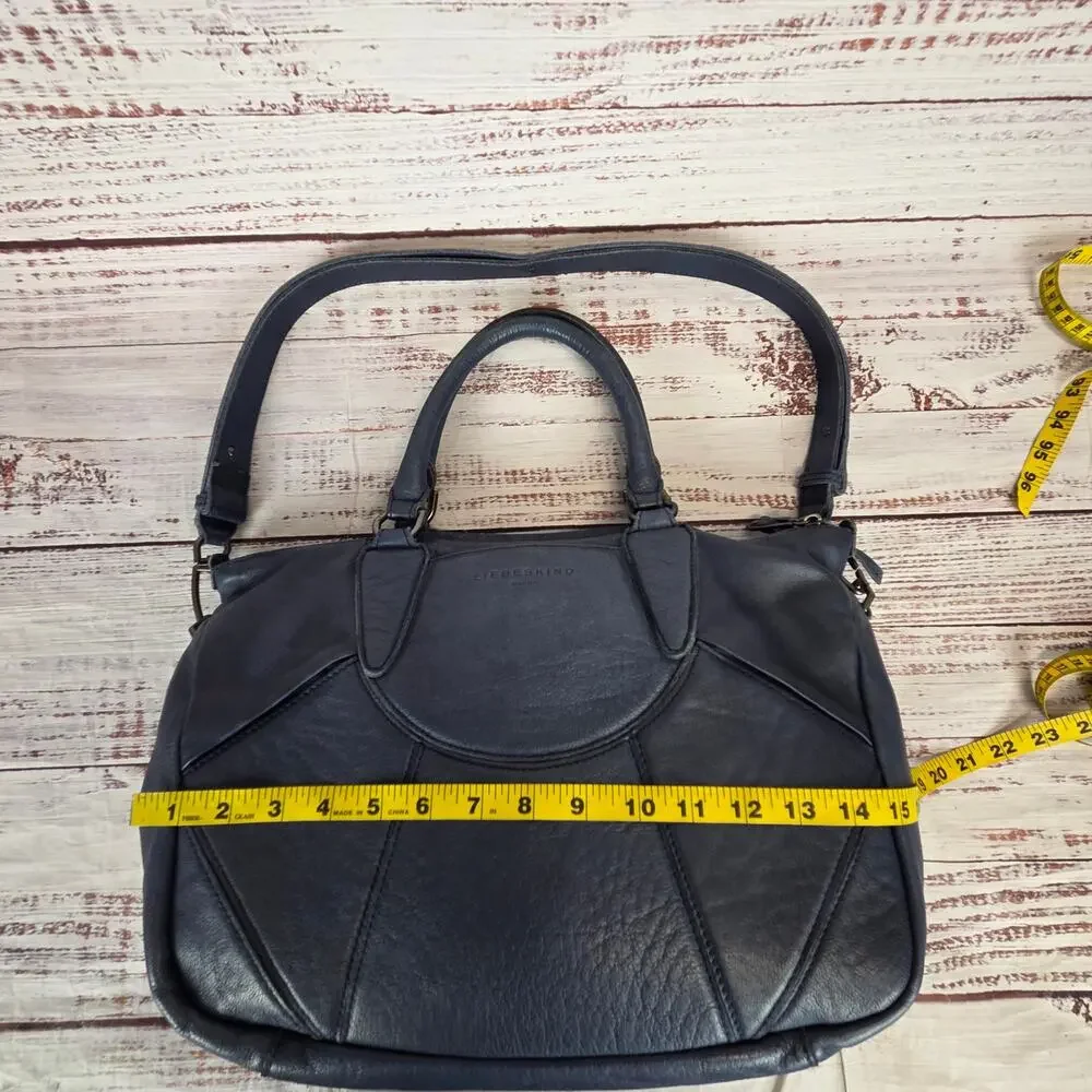 Liebeskind Berlin Esther Lg Blue Leather Satchel Bag Blue Handles & Strap Purse